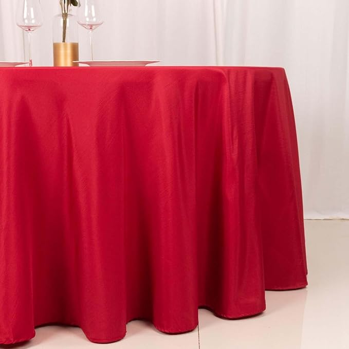 Efavormart Round Tablecloth, 120 Inch Stain & Wrinkle Resistant Washable Table Cloth, Decorative Polyester Fabric Table Cover for Banquet, Wedding, Dining - Wine