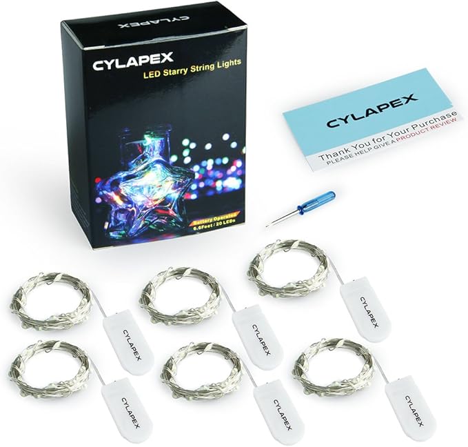 CYLAPEX 6 Pack Pink Fairy Lights String Battery Operated Fairy Lights Firefly Lights LED Starry String Lights 3.3ft 20 LEDs Silvery Copper Wire for Christmas DIY Decoration Costume Wedding Party