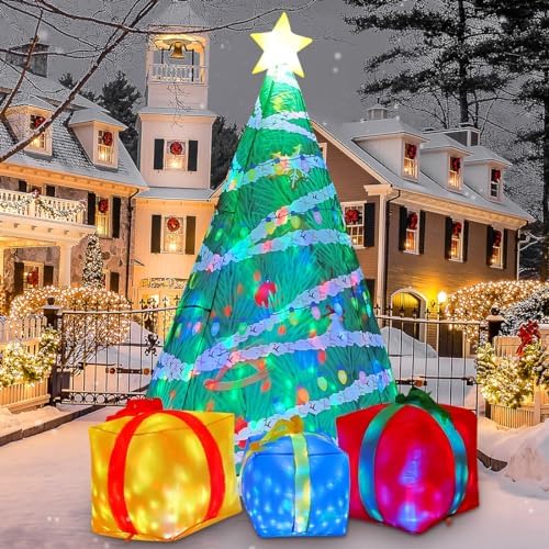 comin 7 ft christmas inflatables tree outdoor decorations, close-up detail