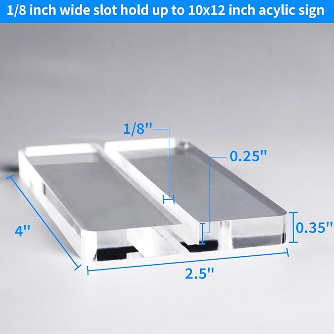 4" Clear Acrylic Sign Stand, 3mm Slots Wedding Table Number Holder, Angular Smooth Acrylic Place Card Holder, Suitable for Wedding, Exhibition, Party, Hotel (12 Pack)