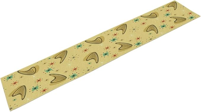 Mid Century Table Runner, Modern Atomic Pattern Absctract Geometric Retro 1950S 1960S Dinner Runner for Home Kitchen Dining Table Decoration, 13x120 Inch