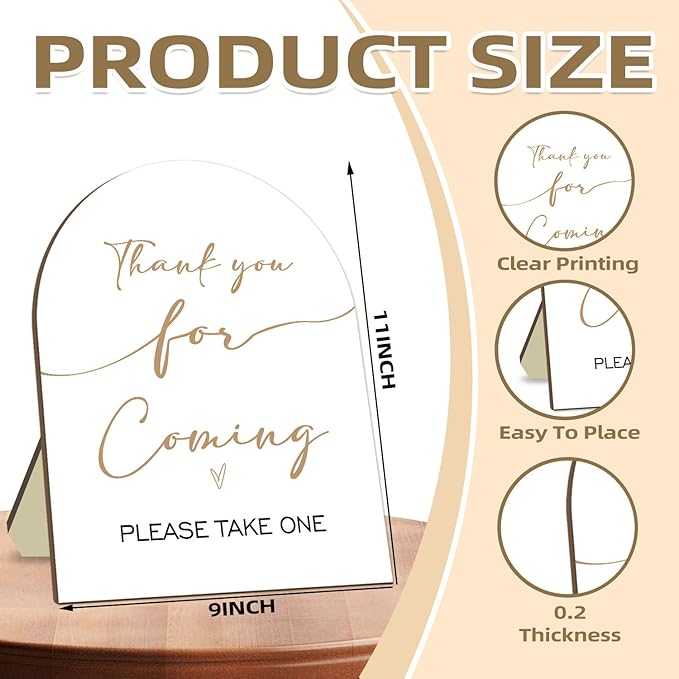 Thank You Sign for Guests, Bridal Shower Baby Shower Decoration Sign, Thank You for Coming Please Take One Sign, Wedding Shower Favors Sign, Birthday Party Decor Supplies, 9 * 11IN