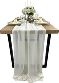 EHLDekol 13ft Ivory Chiffon Table Runner, 29x156 Inches Romantic and Rustic Boho Wedding Runner, Sheer Bridal Party Decorations