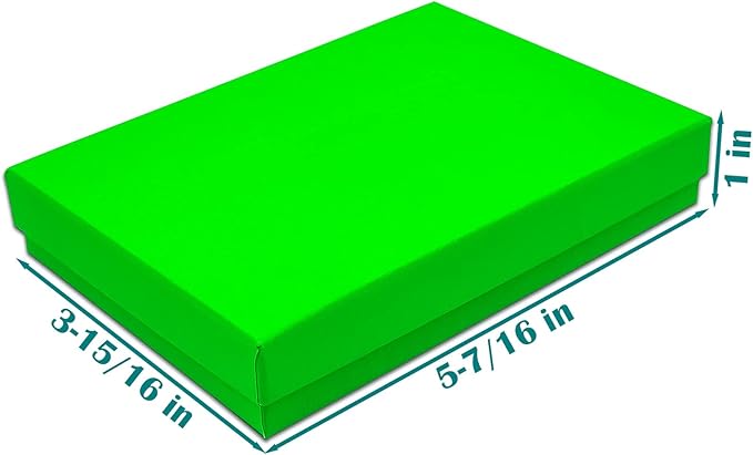TheDisplayGuys - 25-Pack #53 Kraft Paper Cardboard Gift Boxes/Jewelry Cases w. Cotton Padding & Lid - Neon Green - (5.4" x 3.9" x 1.0")