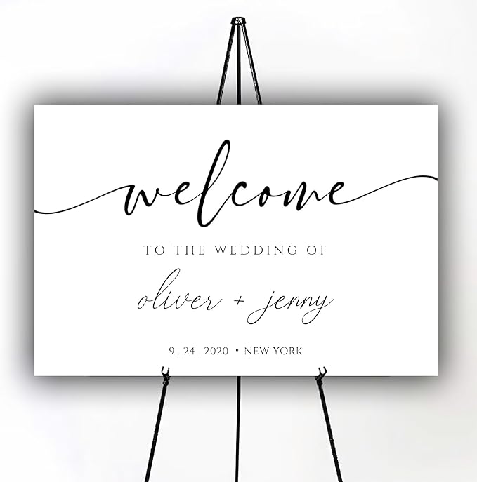 Generic Personalized Wedding Welcome Sign, Modern Minimalist, 18x27 inches, Plastic, Wedding Guestbook