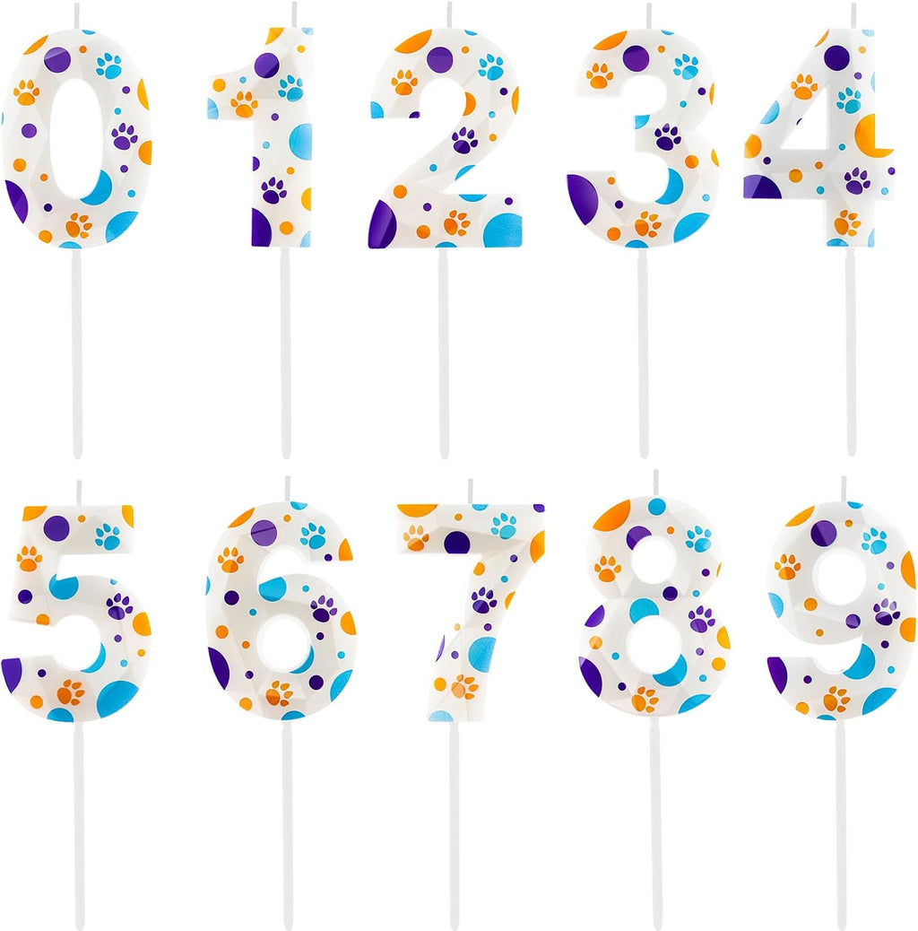 3D Dog and Cat 11th Birthday Candle Numbers 11 Candle Paw Cake Topper Cupcake Decorations for Pet Theme Party Decor Anniversary Celebrations Supplies