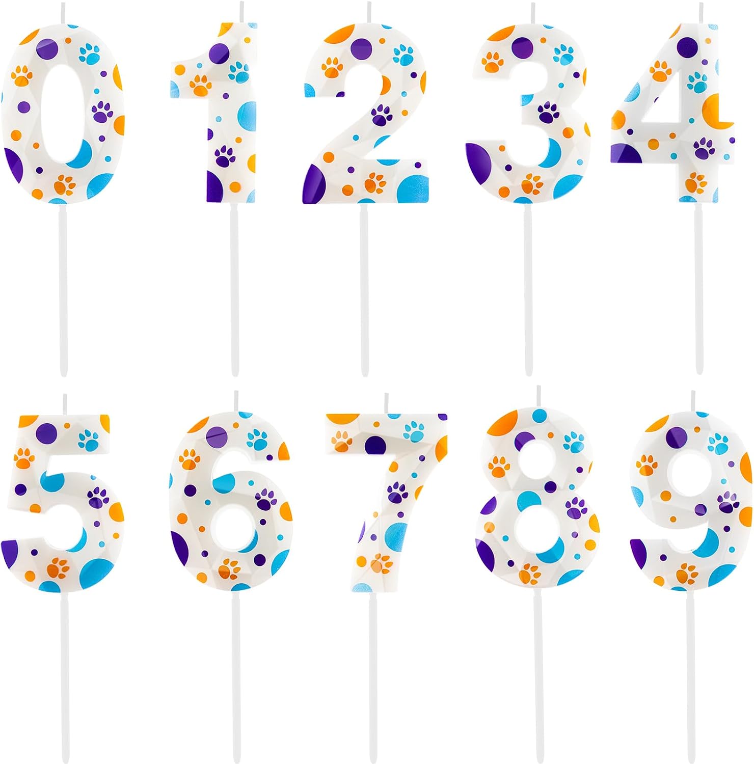 3D Dog and Cat 11th Birthday Candle Numbers 11 Candle Paw Cake Topper Cupcake Decorations for Pet Theme Party Decor Anniversary Celebrations Supplies