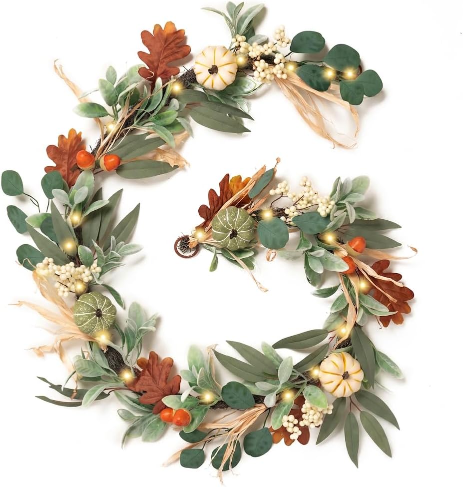 valery madelyn 6ft fall garland for mantle with shown in use