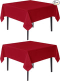 sancua Christmas Red Square Tablecloths 70x70 Inch, 2 Pack - Fabric Table Cloth for Square or Round Tables, Washable Polyester Table Cover for Dinner, Holiday Party, Decorative Display Tables