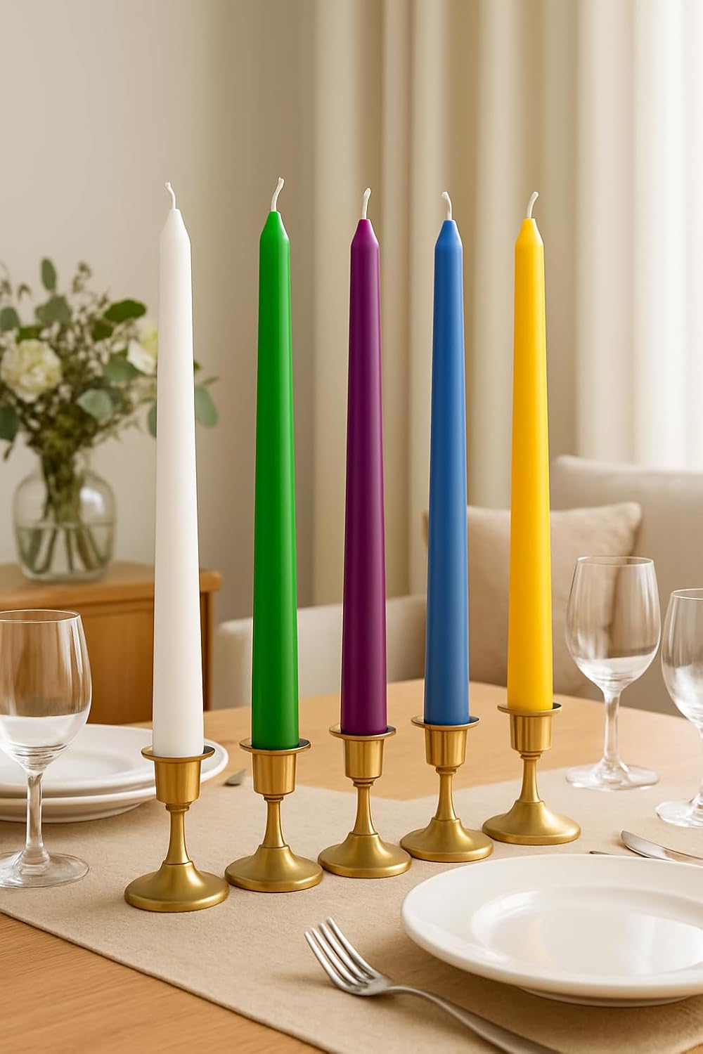 Dinil Purple Taper Candles - 10 Inch Unscented Dripless Smokeless Candlesticks Set of 4 | Perfect for Fall, Halloween, Thanksgiving, Dinner, Wedding and Party Decoration