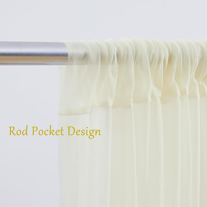 20x10 Ivory Tulle Backdrop Curtains for Parties, Sheer Backdrop Curtain Wedding Photo Background Drapes for Baby Shower Photography Birthday Party