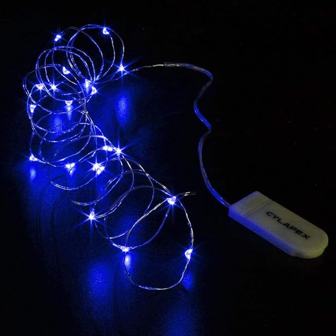 CYLAPEX 12 Pack Blue Fairy Lights String Battery Operated Fairy Lights Starry String Lights on 3.3ft/1m Silvery Copper Wire DIY Christmas Decoration Costume Wedding Party Halloween Easter