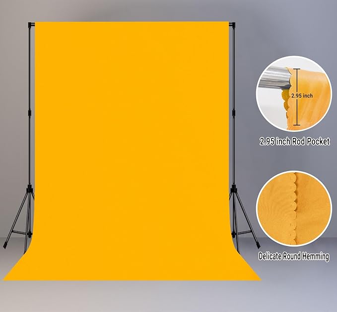 5x7FT Yellow Screen Backdrop Solid Color Screen Photo Backdrop Collapsible High Density Screen for Video Photography and Television