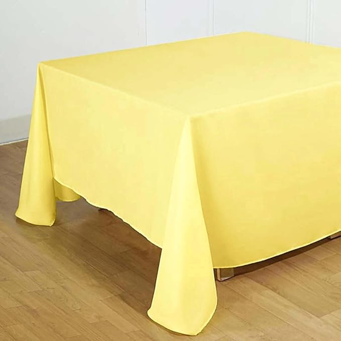 Efavormart 90" Yellow Wholesale Linens Polyester Square Linen Tablecloth for Kitchen Dining Catering Wedding Birthday Party