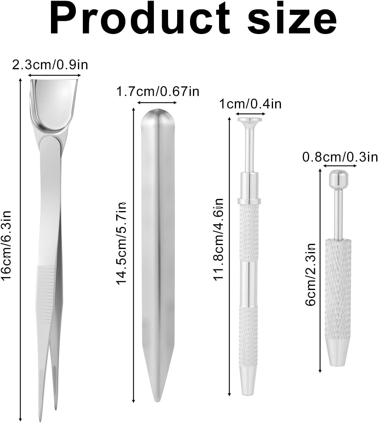 Gosknor 4pcs Cake Decorating Tools Set, Stainless Steel Bead Scoop Spatula Tweezers & 2 Icing Pens Professional Sprinkles Piercing Grabber Tools for Baking Cookies Cupcake Decoration (Silver)