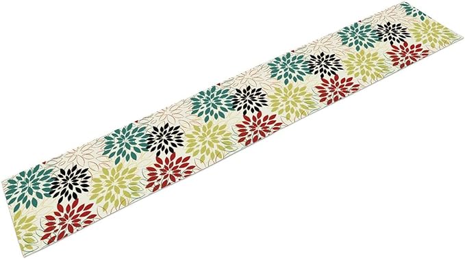 Abstract Red Dahlia Vintage Table Runner, Geometric Lines Mid Century Vintage Modern Colorful Table Runner for Party Kitchen Dining Living Room Laundry Room Decor, 13x108 Inch