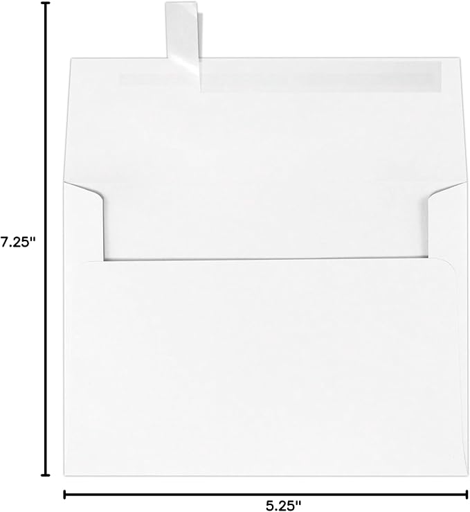 LUXPaper A7 Invitation Envelopes | Peel & Press | 5 1/4" x 7 1/4" | Brilliant White | 80lb. Text | 100% Cotton | 500 Qty