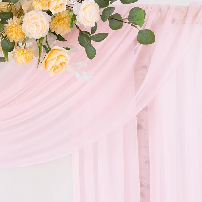 Blush Pink Wedding Arch Draping Fabric 1 Panel 29" × 20FT Sheer Drapes Outdoor Curtain for Wedding Ceremony Baby Bridal Shower Arch Ceiling Backdrop Decor