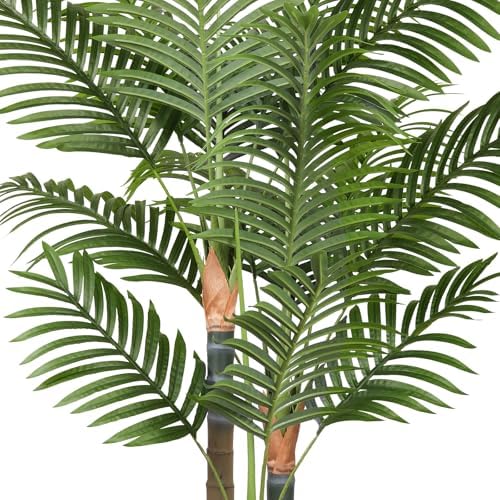 5ft artificial palm tree indoor plant，triple faux tropical on a desk or shelf
