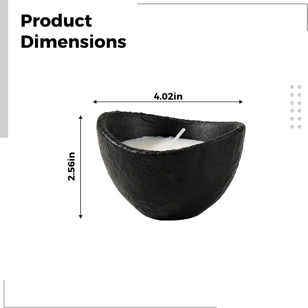 2 Pcs Ceramic Candle Container, Black & White Ingot-Shaped Farmhouse Style, 4 x 2.6 in / 10.2 x 6.5 cm Rustic Bowl Shape Candle Holder, DIY Candle/Aroma Diffuser, Home Decor