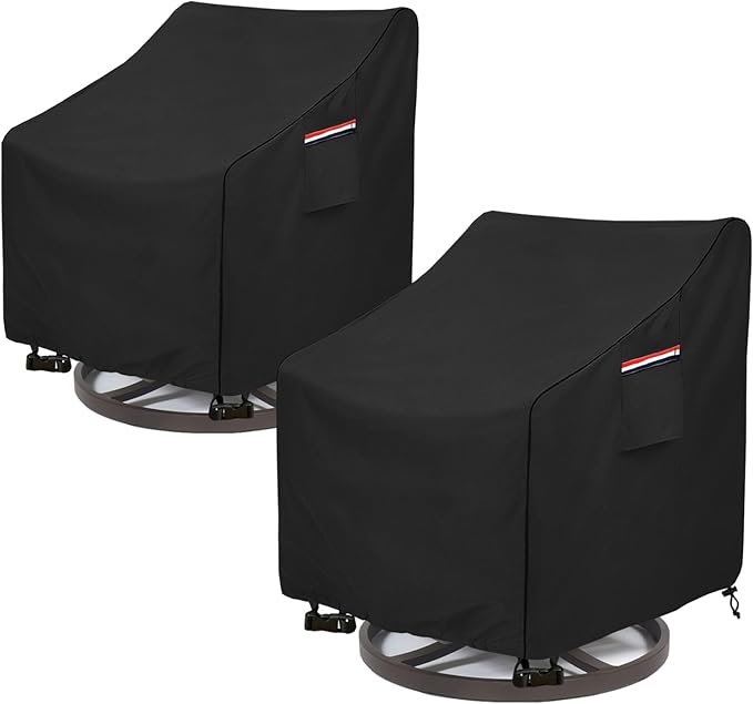 Okcool Outdoor Swivel Chair Cover 2 Pack,Outdoor Furniture Patio Chair Covers Waterproof Clearance,(33"W x 35"D x 38.5"H) Outdoor Lawn Patio Furniture Covers,Black
