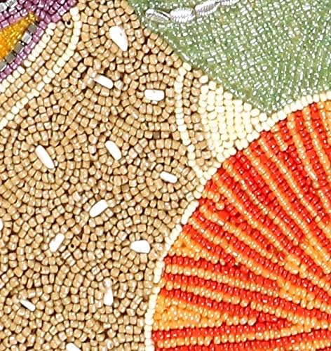 lightnpro seashell hand beaded needlework decorative orange blue, side view