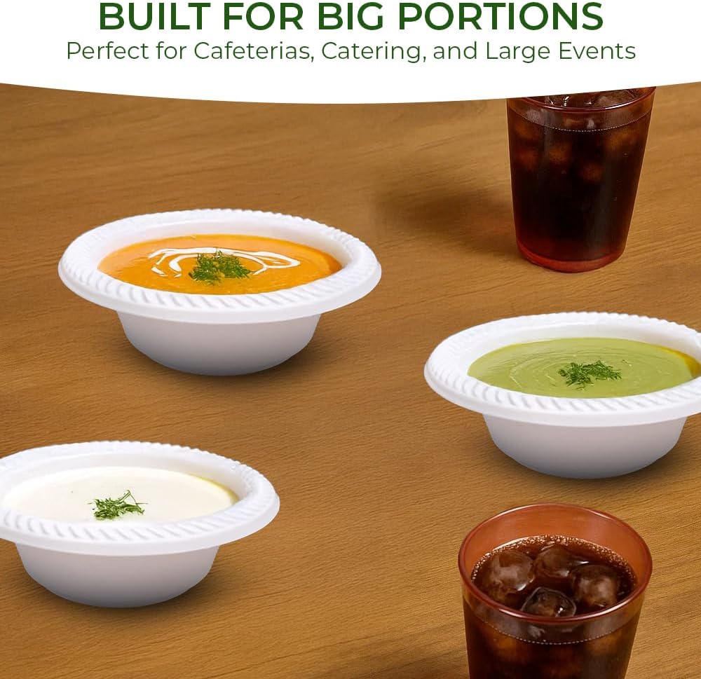 Betta 5 Oz Disposable Plastic Small Dessert Bowls, White, 800 Count, Bulk Cas...