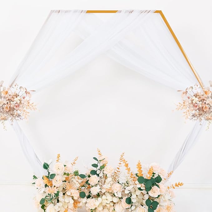 MLMC White Sheer Wedding Arch Draping Fabric 1 Panel 29" x 20 FT Extra Long Airy Gauze Drapes Backdrop Curtains 6.6 Yards Light Weight Outdoor Drapery Panels for Wedding Ceremony Church Events Decor