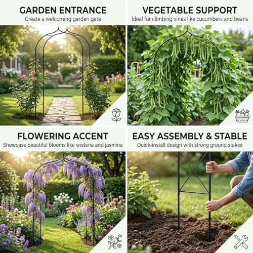 metal garden arbors 8ft thickened arch trellis for showing dimensions