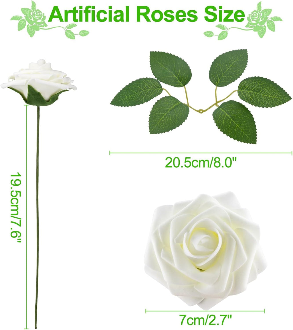 artificial flowers real looking ivory white foam fake, close-up detail