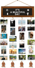 Hanging Photo Display Wall Decor, Picture Frames Collage Felt Letter Board with 270 Letters and 30 Clips, DIY Boho Dorm Room Decor for Wall, Mothers Day Party Birthday Gifts