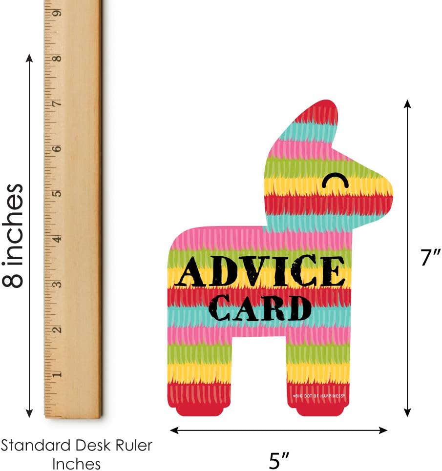 Big Dot of Happiness Let's Fiesta - Pinata Wish Card Mexican Fiesta Baby, Bridal Shower or Bachelorette Party Activities - Shaped Advice Cards Game - Set of 20