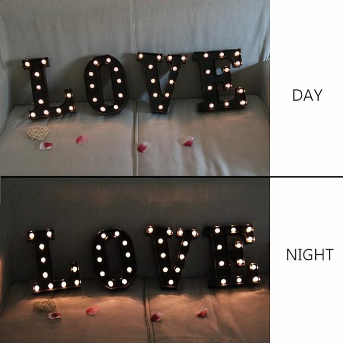 Light Up Black Alphabet Marquee Letters Sign LED Marquee Number Lights Sign for Night Light Home Bar Christmas Lamp Birthday Party Wedding Decoration W