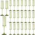 24 Pieces Green Champagne Flutes 6 OZ Straight Sided Wine Glasses Champagne Long Stem Drinking Colored Glasses,Set of 24 Hand Blown Champagne Flutes Goblets for Wedding Cocktail Cups,Cava, Prosecco