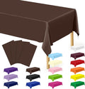 QZYL 4 PCS Plastic Table Cover, 54x108 Inches Waterproof Table Cover, Multiple Colors Brown Rectangle Tablecloth, Disposable Table Cloth for Camping, Anniversary, Picnic and Party Decorations