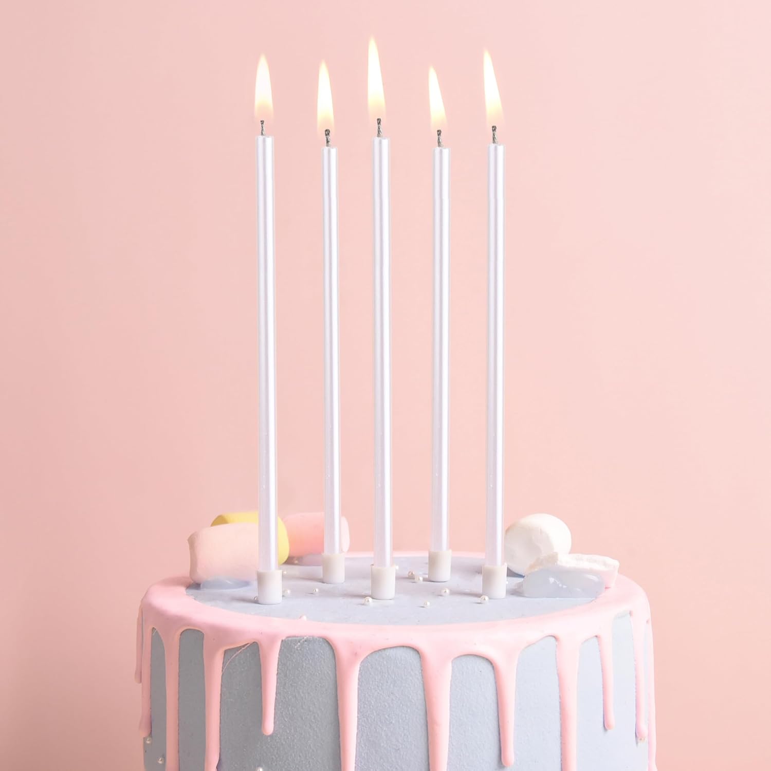 PHD CAKE Pearl White Long Thin Birthday Candles, Cake Candles, Birthday Parties, Wedding Decorations, Party Candles