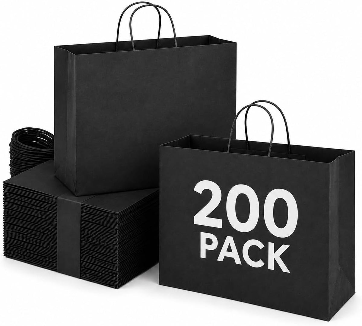 mesha large black gift paper bags with handles, main product view
