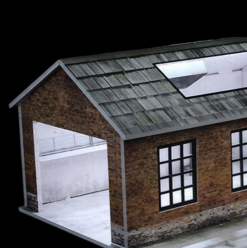 1/64 diorama old factory garage model, led lighting, close-up detail