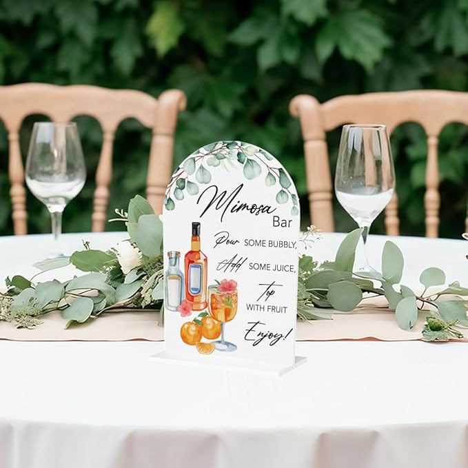 Mimosa Bar Sign for Wedding Acrylic Arch Wedding Bridal Shower Baby Shower Welcome Table Signs for Ceremony and Reception Decor Mimosa Bar Supplies 7 x 5 Inches