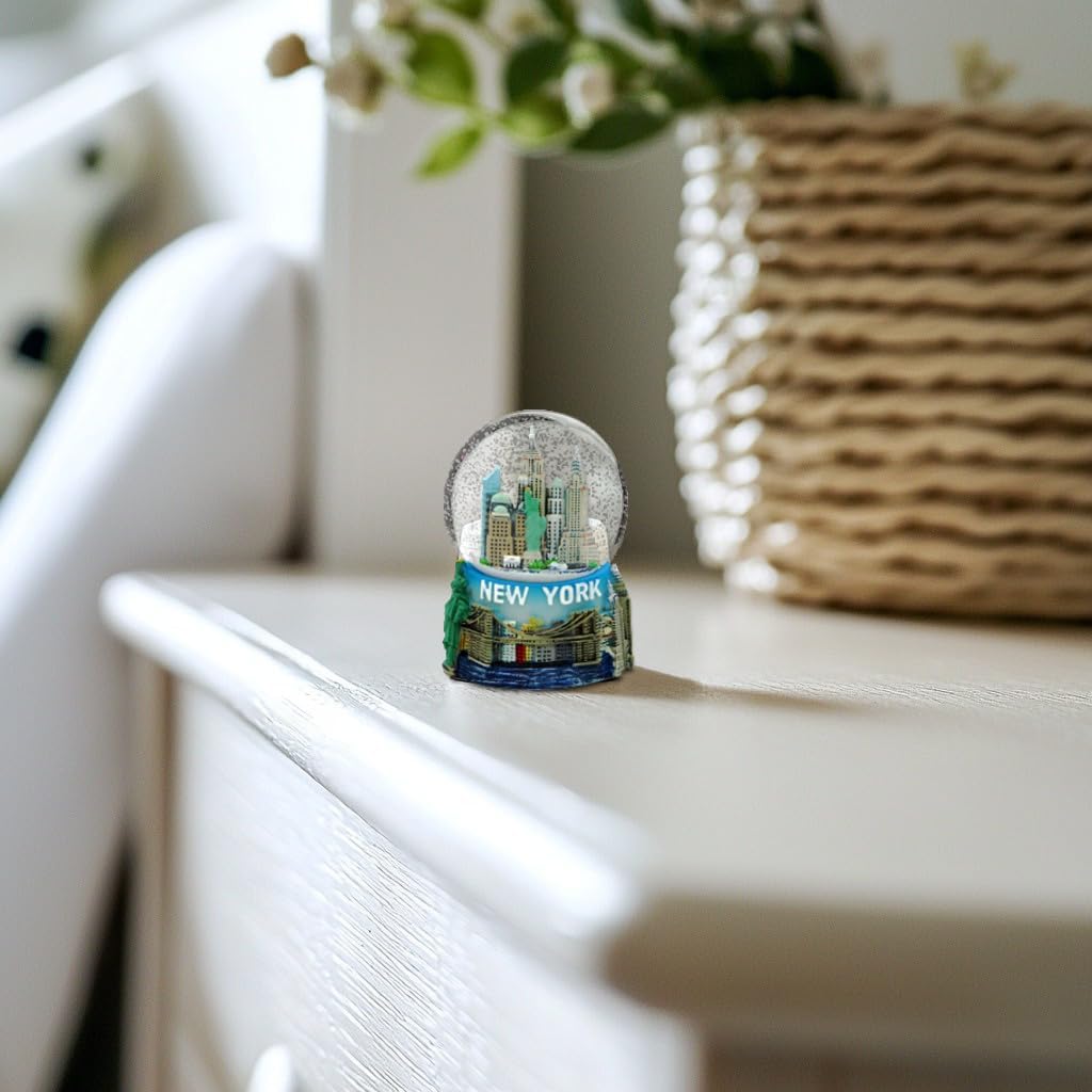 Mini New York City Snow Globe Featuring The NYC Skyline in This Souvenir Figurine with Statue of Liberty, 2.5" Tall (45mm)