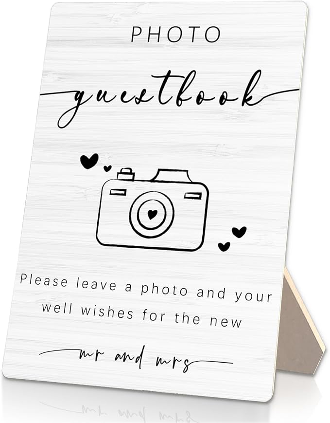 Wooden Photo Guest Book Stand 5x7inch - Wedding & Reception Decor - Gifts for Mr & Mrs