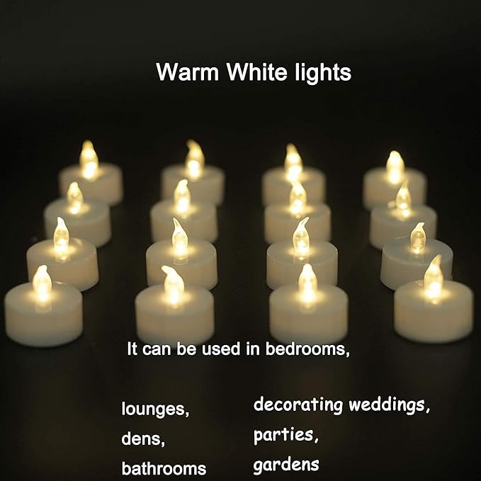 LED Tea Lights Candles- 50PACK Flameless Candles Realistic and Bright Flickering Long Lasting 200Hours for Holiday Celebration,Home Decoration Warm White