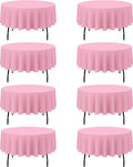 BRILLMAX 8 Pack Pink Round Tablecloths 90 Inch - Circle Bulk Linen Polyester Fabric Washable Table Cloth Cover for Wedding Reception Banquet Birthday Party Buffet Restaurant