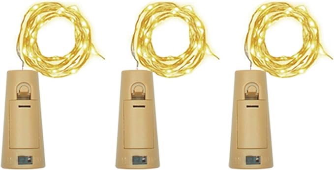 Wine Bottle Lights with Cork, Battery Operated 20 LED Cork Shape Silver Wire Colorful Fairy Mini String Lights(No Bottles) for DIY, Party, Decor, Christmas, Halloween,Wedding (3, Warm White)