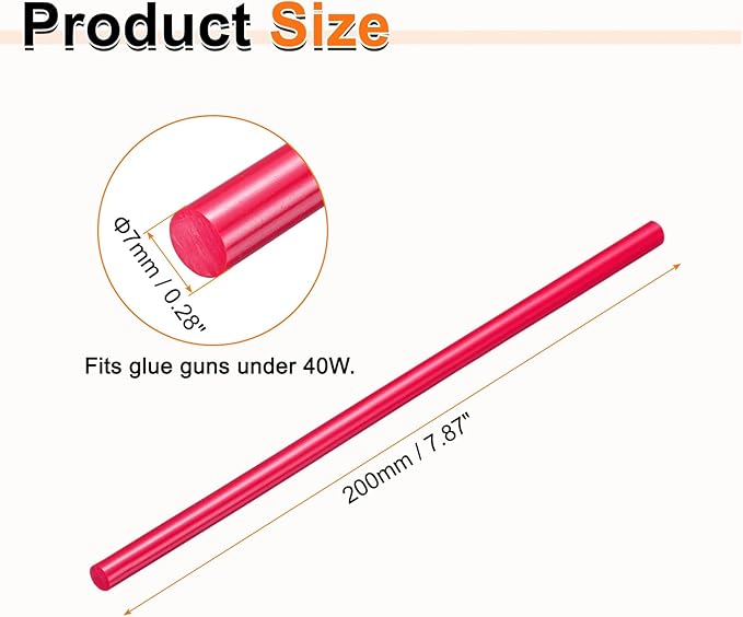 HARFINGTON 10pcs Hot Glue Sticks 0.28" Dia x 7.87" Long EVA Mini Hot Melt Adhesive Glue Stick for Hot Melt Gun Wood Plastic Glass Flowers Fabrics Foam, Rose Red