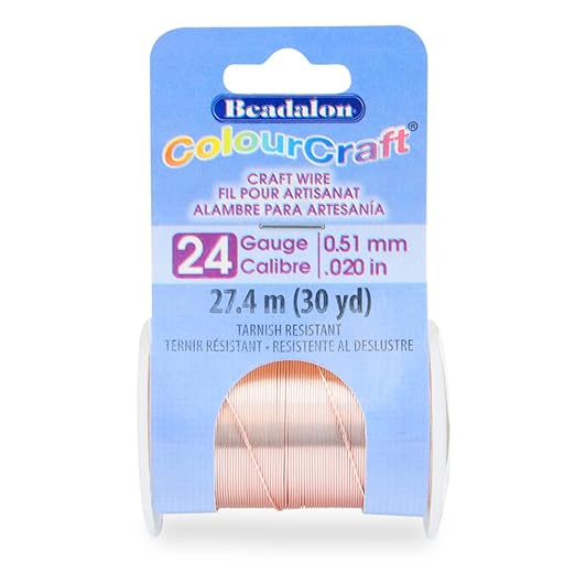 Beadalon ColourCraft Wire, 24 Gauge, Rose Gold Color Silver Plated, 30 yd Spool