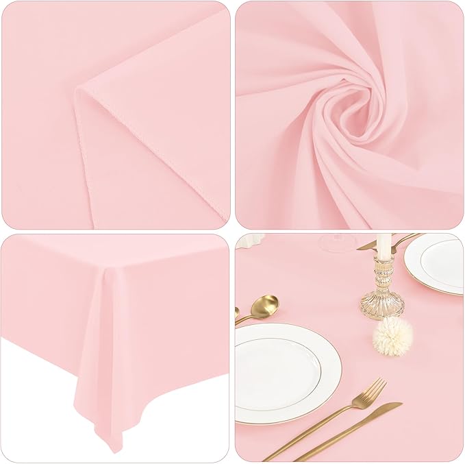 12 Pack 60 x 102 Inch Rectangle Tablecloth Pink Polyester Tablecloth for 6 Feet Rectangle Tables,Washable Fabric Table Cloth for Wedding Dining Table Buffet Parties Camping