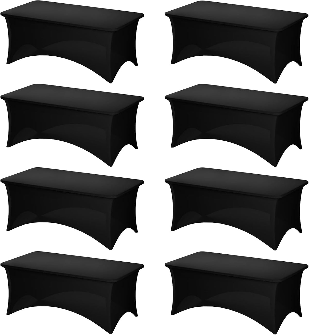 Fixwal 8 Pack 6FT Black Tablecloth Rectangle Spandex Fitted Table Cover