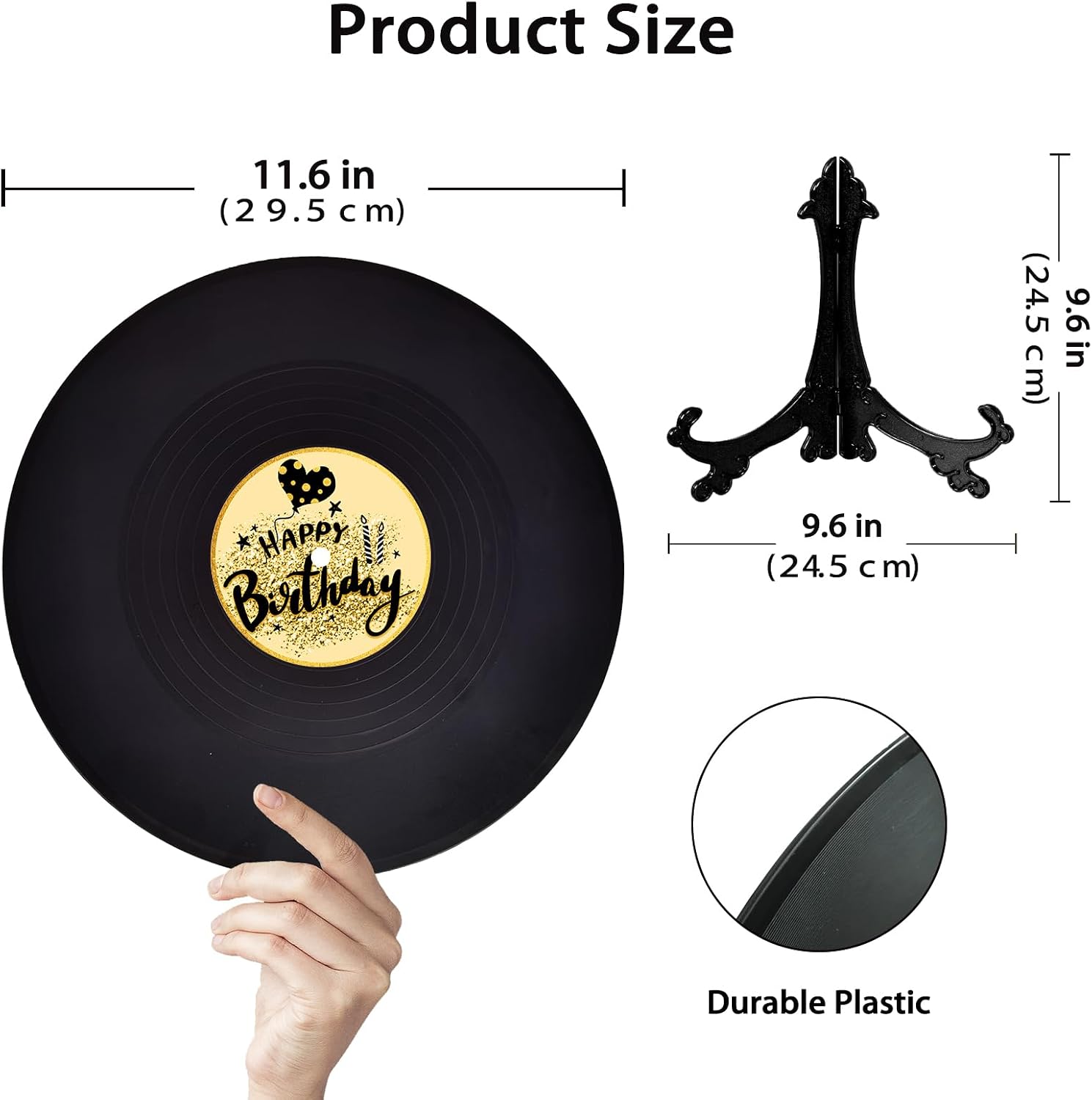 pwvsayjcj Vinyl Record Birthday Decorations, Happy Birthday Party Favor Sign Poster, Large Guest Book 11.6" x 11.6"
