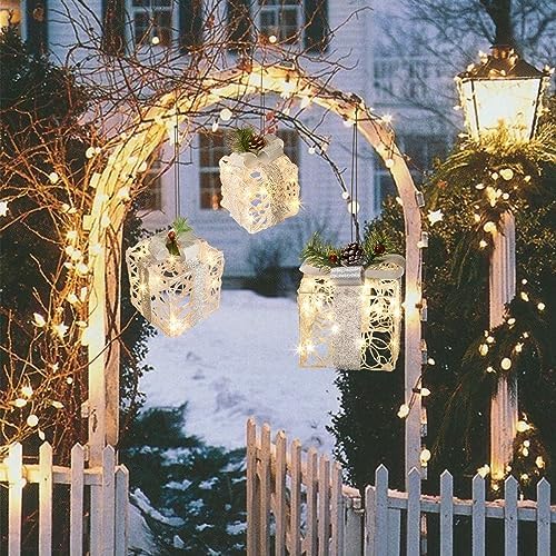 vanthylit christmas lighted gift boxes, set of 3 shown in use